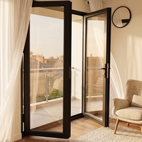 Porte à battant en aluminium à rupture de pont thermique, double vitrage insonorisé et coupe-vent, porte à charnières, taille personnalisée, écoénergétique