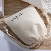 Logo personnalisé imprimé coton recyclable lin sac à cordon petit sac poussière coton pochette à bijoux