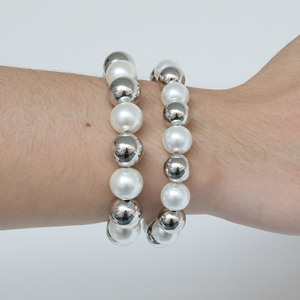 Chunky <span class=keywords><strong>Nugget</strong></span> Căng Bangle Vòng Đeo Tay 24K Vàng Mạ Vòng Bead Bóng Vòng Đeo Tay Căng Ra Vòng Đeo Tay Đàn Hồi Cho Phụ Nữ - Product Image 6