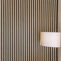 Panneaux muraux acoustiques modernes en lattes de bois avec MDF et polyester pour hôtels et appartements, absorption acoustique, écologiques, akupanel