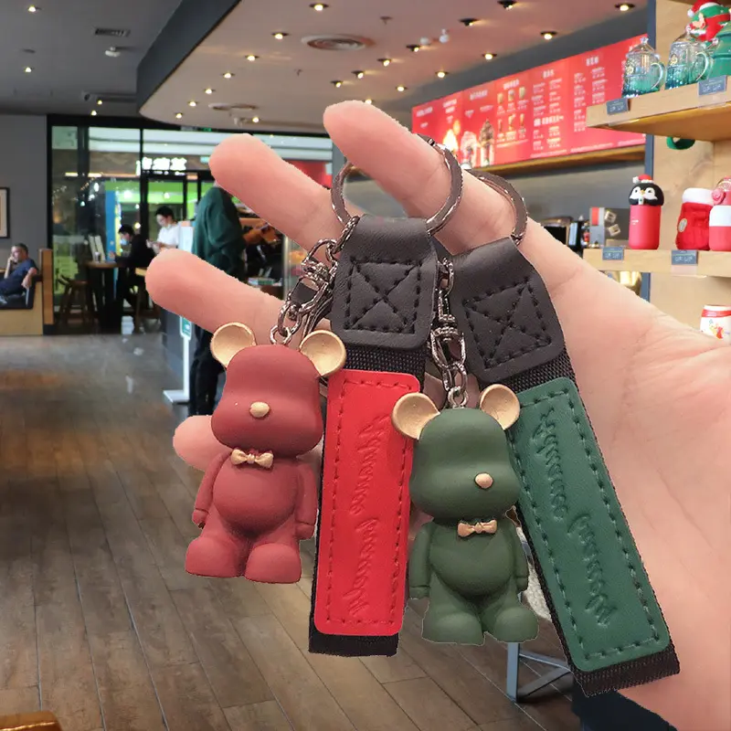 Nouveau porte-clés de soins ours de dessin animé en résine pendentif ours porte-clés 3D porte-clés de dessin animé pour sac de clé de voiture bijoux