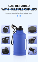 Bouteille d'eau de 64oz sur mesure avec poignée et couvercle Bouteille d'eau en acier inoxydable à paroi unique d'une capacité de 2L pour salle de sport