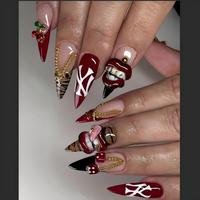 Faux Ongles en Acrylique Extra Longs Stiletto Nude Transparent avec Fleurs 3D Multi-Tailles et Strass AB Faits Main Élégants Couverture Complète des Doigts
