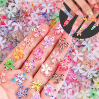 Personnalisé 20 pièces/sac, Décoration d'ongles en résine 3D souple non toxique, motifs fleurs colorées dégradées style océan, accessoires de manucure DIY