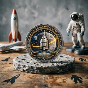 Pièce commémorative 3D en gros sur l'exploration lunaire, « Du premier pas au prochain bond », pièce de collection de la mission spatiale Artemis - Product Image 1