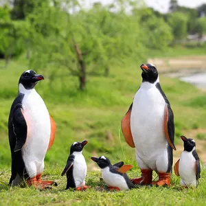 Cheaper Wholesale Life Size Penguin Statue Figurine Large Fiberglass Polyresin Animal Sculpture For Outdoor Garden Decoration