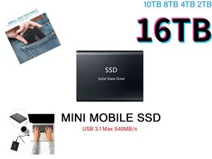 Disque dur externe portable pour mobile, SSD à semi-conducteurs, 1 To, 2 To, 4 To, 6 To, 8 To, 10 To, 12 To, 14 To, 16 To