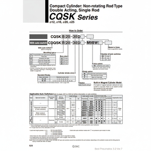กระบอกลมคอมแพคผลิตจาก CDQSKB12-8D ชิ้นส่วนนิวเมติก SMC - Product Image 1
