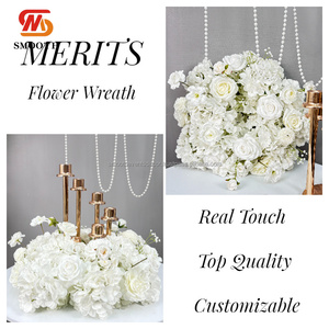 Lisse haute qualité blanc rond fleur anneau Table centres de table couronne de fleurs artificielles pour la décoration d'événements de mariage - Product Image 2