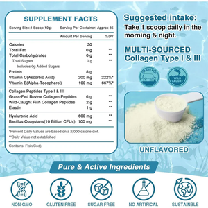 Toptan Sığır ve Deniz Hidrolize Çoklu Üçlü Kolajen Peptitleri İçecek Tozu Takviyesi, C Vitamini ile Cilt Beyazlatma İçin - Product Image 6