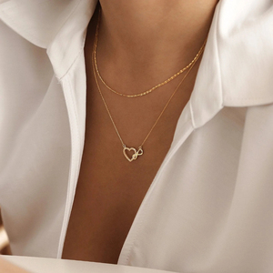 Collier de mariage pour femme CANNER en argent sterling 925, pendentif en forme de cœur avec nœud papillon et chiffre 8 combinés avec zircon, symbole de l'infini - Product Image 3
