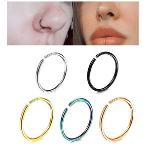 Anneaux de nez et boucles d'oreilles minimalistes en acier inoxydable, bijoux géométriques ronds pour usage quotidien, pour piercing - Product Image 2