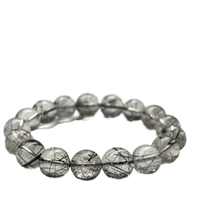 Bracelet en cristal de Quartz rutilé noir de haute qualité Article cadeau élégant pour l'obtention du diplôme Pâques Noël-Technique polie bricolage