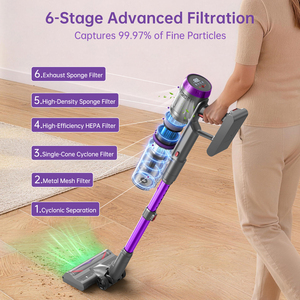 <span class=keywords><strong>Aspirateur</strong></span> <span class=keywords><strong>sans</strong></span> <span class=keywords><strong>fil</strong></span> pour poils d'animaux et tapis, 600W/60KPa, mode automatique, anti-emmêlement, autoportant, autonomie 80 min, écran tactile LED - Product Image 4