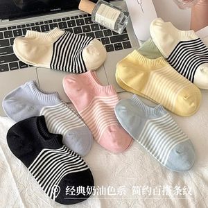 Women's Short Striped Boat <b>Socks</b> Thin Candy Color Non Slip Invisible Regular Casual <b>Socks</b> For Spring Summer - Product Image 3