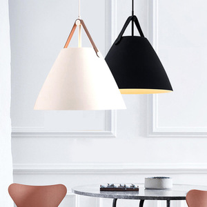 Lampe suspendue de <span class=keywords><strong>plafond</strong></span> pour table à manger nordique, luminaire suspendu moderne en cuir PU coloré pour chevet, hôtel, restaurant - Product Image 2