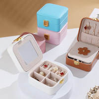 Mini boîte à bijoux carrée portable personnalisée en gros Boîte de rangement créative en PU avec miroir