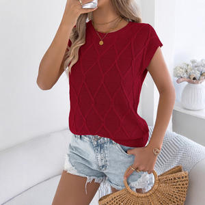 Spring Summer 2026 Korean Thin Print Breathable Casual Loose <b>Knit</b> <b>Sleeveless</b> <b>Top</b> - Product Image 5