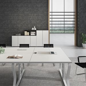 Table de conférence durable en bois de grande capacité avec cadre en fer et prise pour immeuble de bureaux Mobilier de bureau au design moderne - Product Image 6