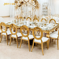 Chaises à dossier en O pour mariages, événements dorés, lieux de réception, chaises de banquet de luxe, salle à manger