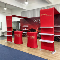 Stand d'exposition 3x3m à montage facile avec structure en aluminium, tissu tendu et logo personnalisé imprimé, comptoir d'accueil pour salons professionnels