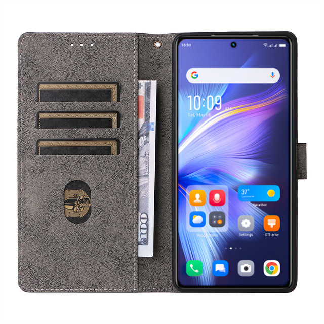 For Tecno Camon 40 Pro Spark Go 2 PU Leather Flip Phone Case Card Holder Mobile Shell Back Covers for Infinix Smart 10 Plus
