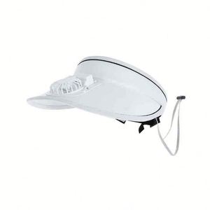 Sombrero de ala ancha personalizado con logo para exteriores, sin parte superior, con ventilador USB recargable, protección solar y visera refrescante. - Product Image 4