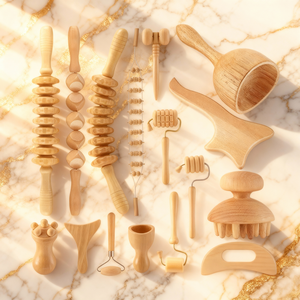 Kit de Massagem Corporal de Madeira com 16 Peças, Bastões de Massagem Relaxantes para Alívio Muscular de Corpo Inteiro - Product Image 1
