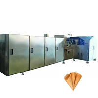 Chaîne de production de cornets de crème glacée rotative automatique à chauffage au gaz HNOC 6000-15000 pcs/h, contrôle PLC, en acier inoxydable 304