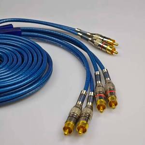 High-quality 2 to 4 RCA male <b>cable</b> with gold-plated plugs, suitable for connecting car speakers and audio boxes - Product Image 1