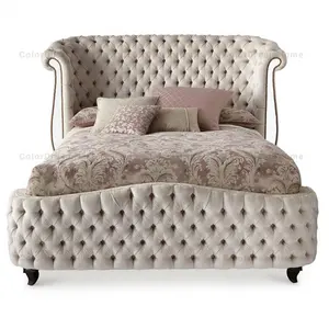 Europeo di Velluto Imbottito Regina Testiera del Letto imbottito e rivestita in cuoio - Product Image 1