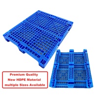 Palette en plastique robuste, palette en plastique industrielle Euro, palette à grille, entrée 4 directions, 3 pieds, empilable, surface plane hygiénique pour entrepôt