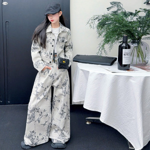 Ensemble deux pièces pour <span class=keywords><strong>fille</strong></span> printemps 2026 : <span class=keywords><strong>veste</strong></span> en jean à imprimé floral + jean – Tenue 2 pièces - Product Image 3