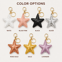 Porte-clés étoile à cinq branches en cuir PU brillant effet craquelé, pendentif étoile gaufré, breloque pour sac et clés de voiture, accessoires cadeaux DIY