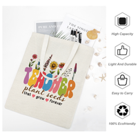 Sac en toile personnalisé Cadeaux d'appréciation des enseignants Cadeau pour la fête des enseignants Sac en toile réutilisable Sac fourre-tout à bandoulière pour femmes Sac en toile