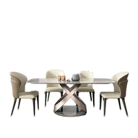 Ensemble de table à manger en pierre frittée de luxe contemporain avec 8 chaises, design moderne, meubles pour la maison