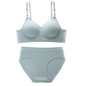Sexy Women's Solid <b>Thin</b> Nylon Full Cup Wire-Free <b>Bra</b> Set with Low Waist Panties Breathable Lingerie - Product Image 6