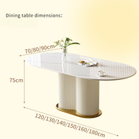 Ensemble de table et de chaises de salle à manger en acier carbone avec plateau en pierre moderne et luxueux (6 places) pour hôtel et usage domestique, construction durable