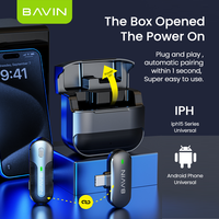 BAVIN MP100 mikrofon Lavalier nirkabel, mikrofon penghilang kebisingan Android tipe c untuk ponsel