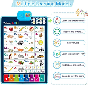 Poster Audio Educativo per Bambini 5-7 Anni, <span class=keywords><strong>Alfabeto</strong></span> ABC, <span class=keywords><strong>Numeri</strong></span>, Ortografia, Poster Cognitivo, Giocattoli Didattici - Product Image 5