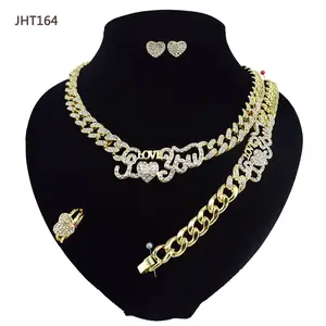 JHT164 Groothandel 18K Vergulde Sieraden Set Mode Hiphop Diamant Sieraden Set