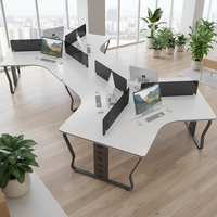Bureau informatique moderne et durable pour trois/six personnes, avec écran combiné amovible, boîte à câbles, en PVC et MDF, pour usage commercial et de bureau