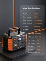 Estación de Energía Portátil de 1000W 799WH con Panel Solar, Batería LiFePO4, Controlador MPPT, Arrancador de Emergencia, Onda Sinusoidal Pura para Uso en Automóviles
