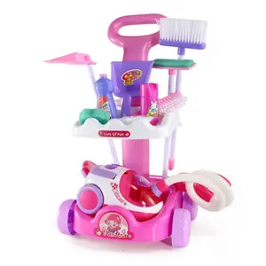Children Early Educational Simulation Sweeping Trolley Cart Game Cleaning Kit Toy, Housekeeping Toys, Cleaning Toys for Kids