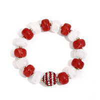 Bracelet extensible bohème multicolore en perles acryliques avec billes en zircon CZ et strass, ajustable pour femme