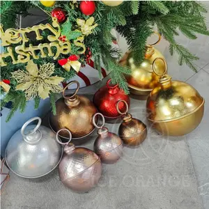 Christmas Metal Ornament Ball Jingle Bell In Red Unique Design 5 In 6 In 8 In For Home Holiday Garden Party Decoration