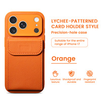 Étui de téléphone en cuir PU Litchi anti-empreintes digitales, antichoc, avec fentes pour cartes, pour 17/16/15/11/12/13/14/13 Pro Max