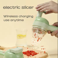 4-in-1 Elektrische Handmatige Plastic Multifunctionele Groente Snijder Schilmesje Container Huishoudelijke Keuken Knoflookpers Puree