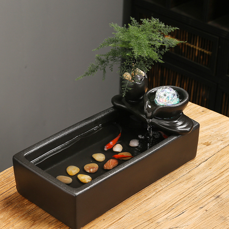 風水黒陶噴水陶器卓上滝噴水水槽魚タンクペット用猫噴水| Alibaba.com
