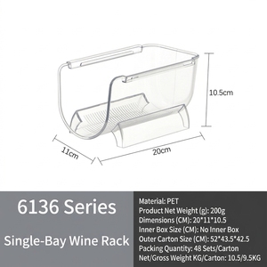 Range-bouteilles transparent en plastique peu encombrant pour réfrigérateur, organisateur de canettes de soda pour le stockage du vin, de la bière, des sodas, pour garde-manger et bar - Product Image 5